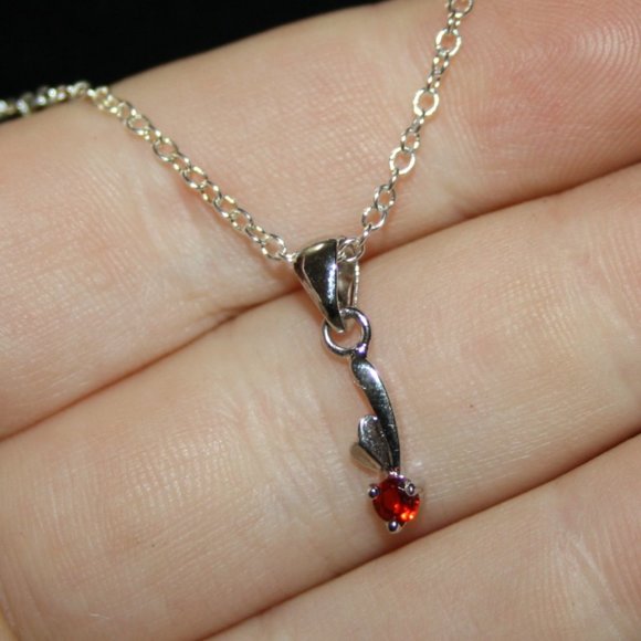 Beautiful silver necklace with ruby stone 18" nwot - Picture 1 of 4